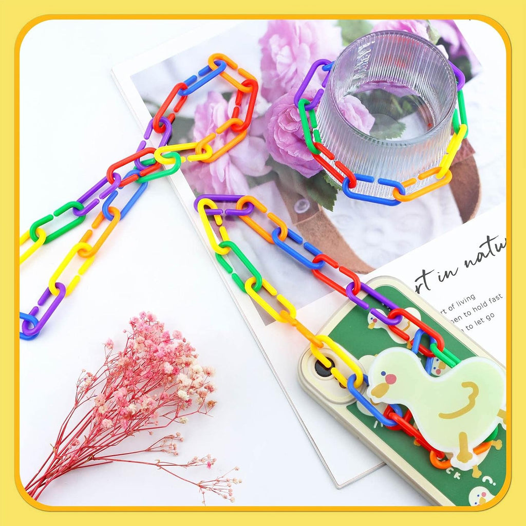 Educational arrangement of Jialeey rainbow links for color sorting