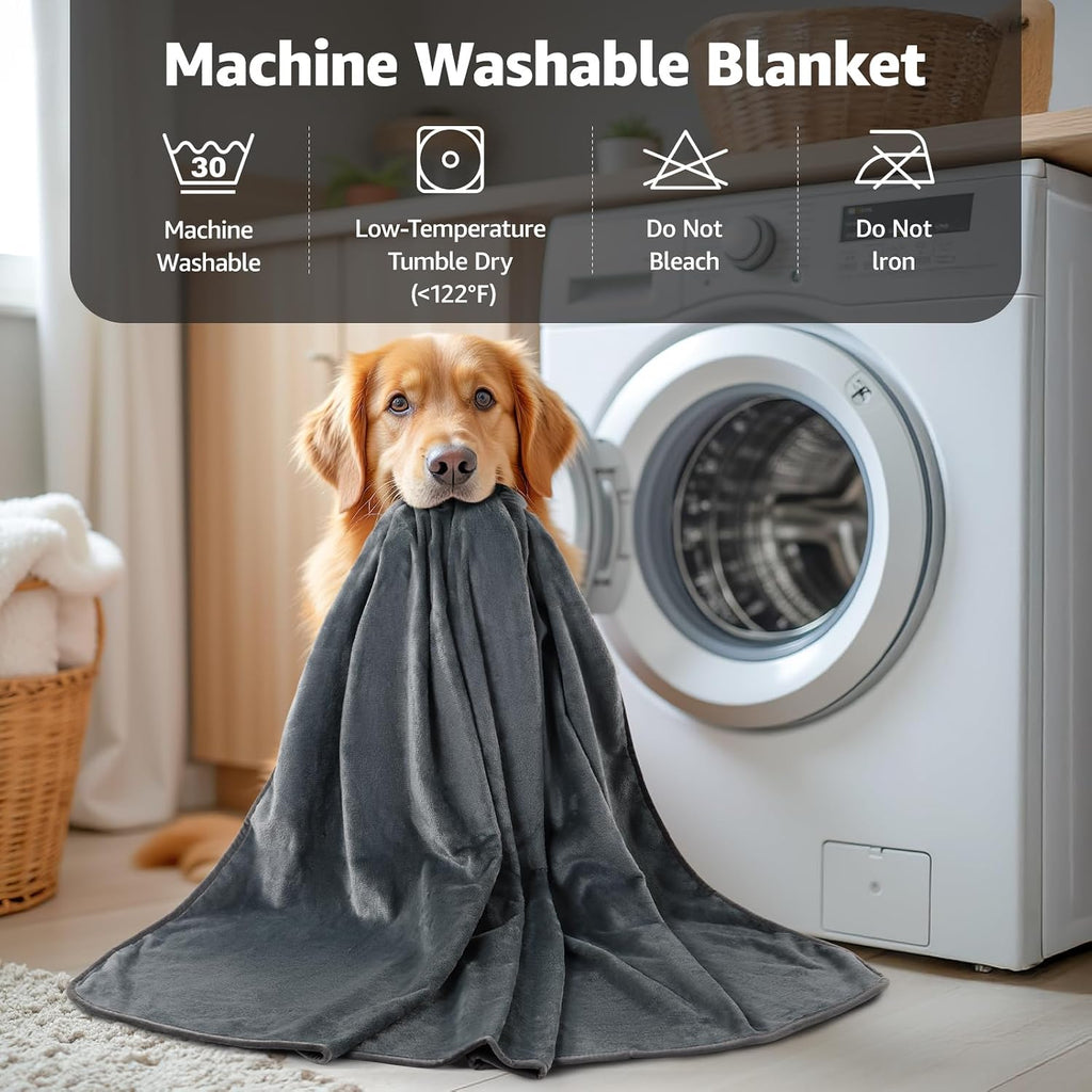 LOOBANI Waterproof Blanket for Bed: Reversible Soft Flannel Twin Bed Blanket 60" x 80", Leakproof Throw Spill-Proof Dog Pet Blanket for Couch Cover, Movie Time, Camping, Travel, Grey - Image 9