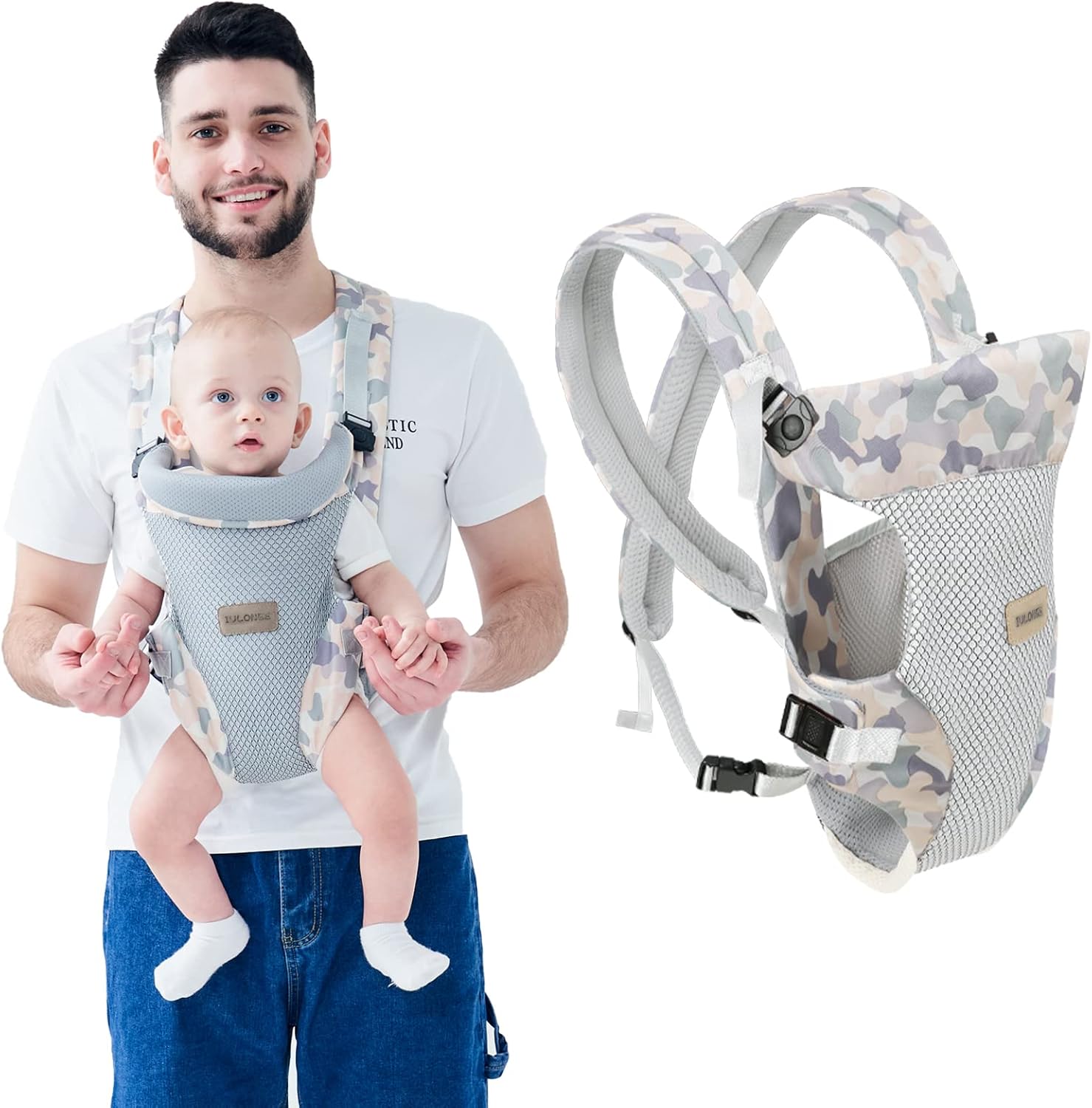 IULONEE baby carrier embrace cozy front view showing ergonomic waist stool