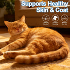 USA imported feline wellness omega 3 supplement drops packaging and benefits listing