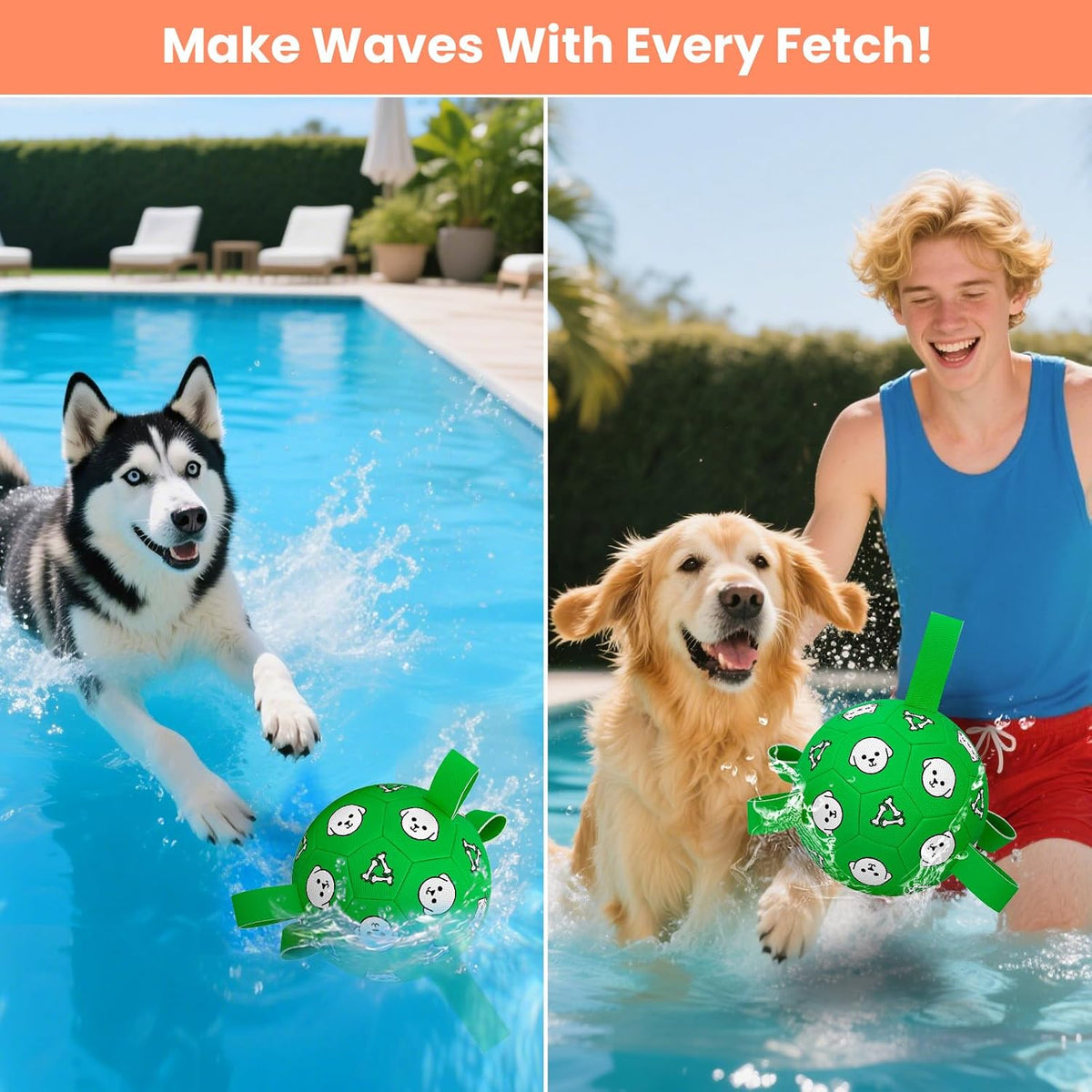 Side view of Wyntrium 8 inch soccer ball for medium dogs