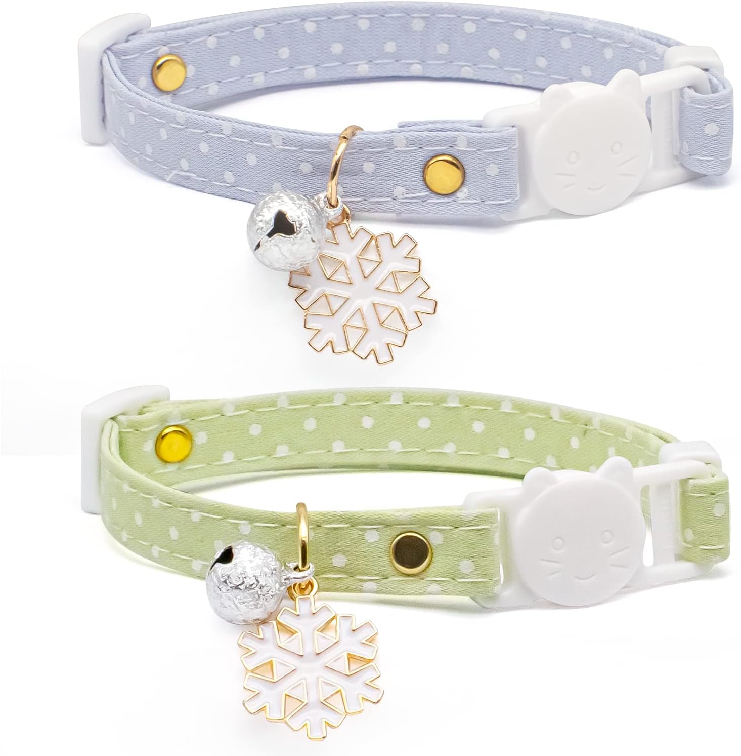 2 Pack Cotton Breakaway Cat Collar with Bell Yellow&Green Flowers Pendant Cute Kitten Cat Collar Suitable for Girls and Boys - Image 9