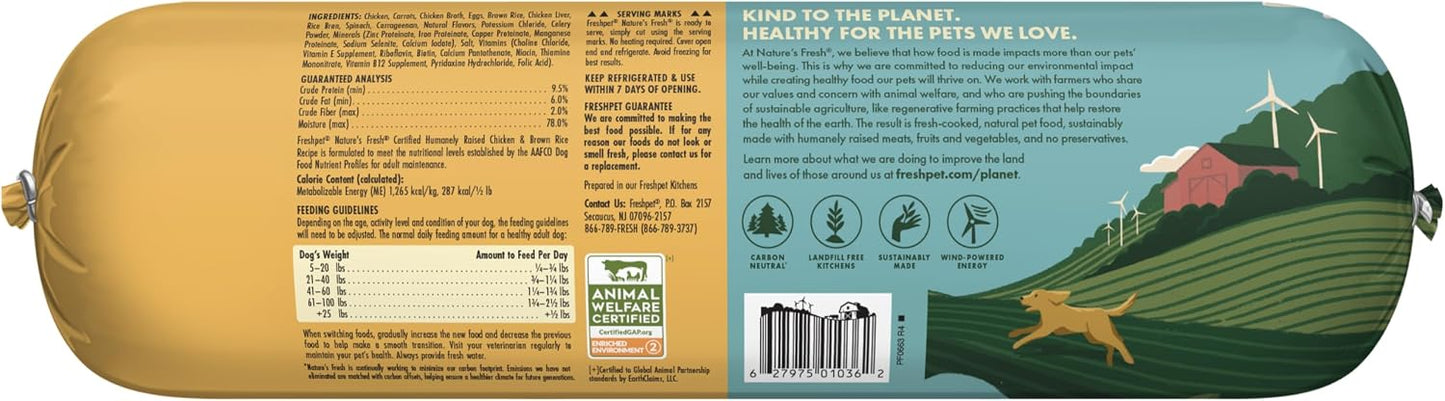 Freshpet 5 pound chicken and brown rice roll packaging detail