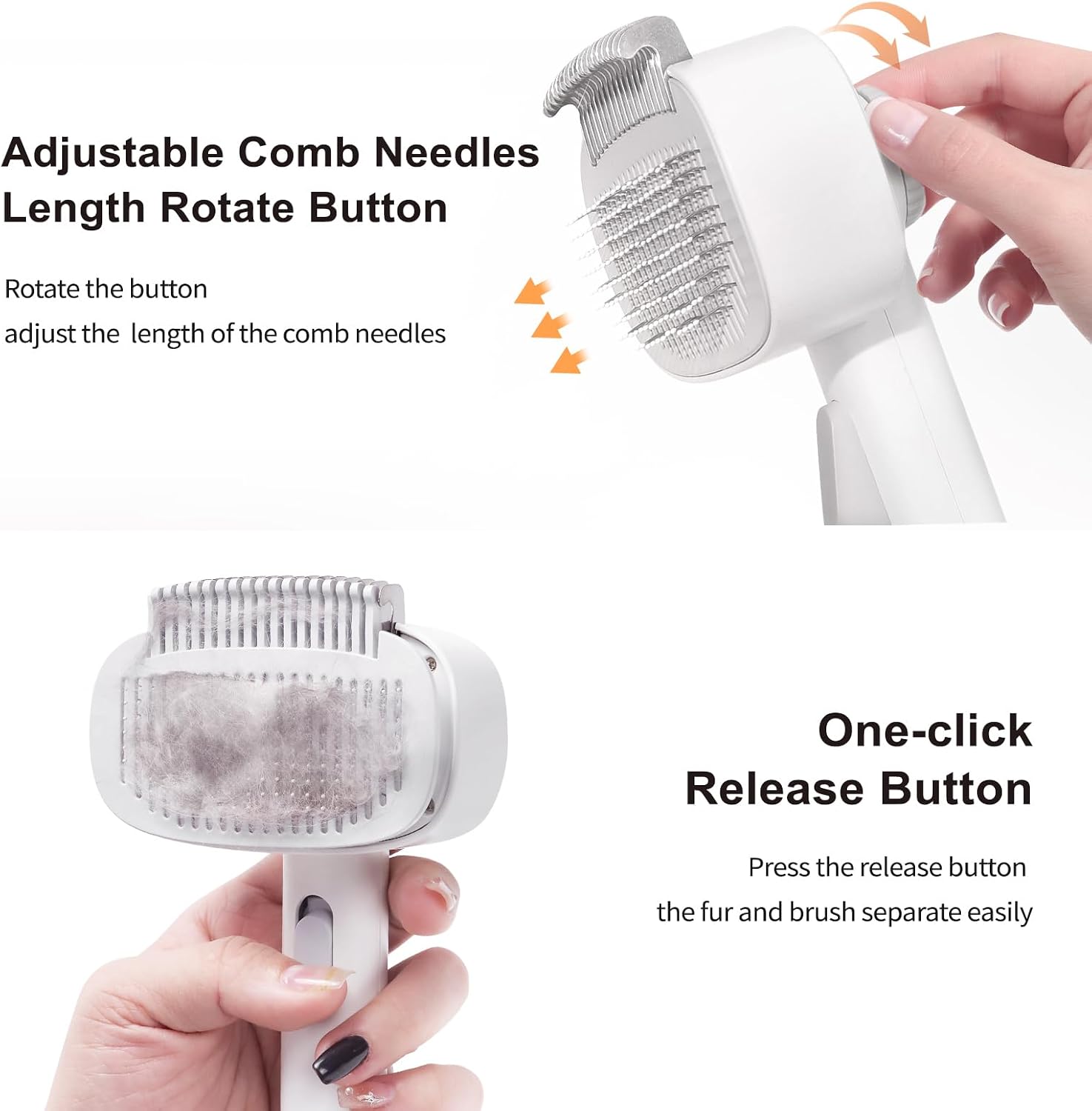 Adjustable bristle slicker brush for dogs and cats