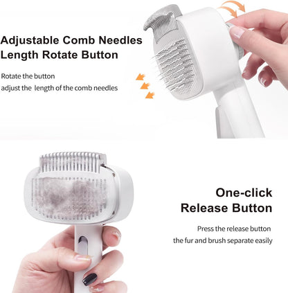 Adjustable bristle slicker brush for dogs and cats