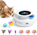ORSDA 2in1 interactive cat toy front view showing track ball and central feather attachment
