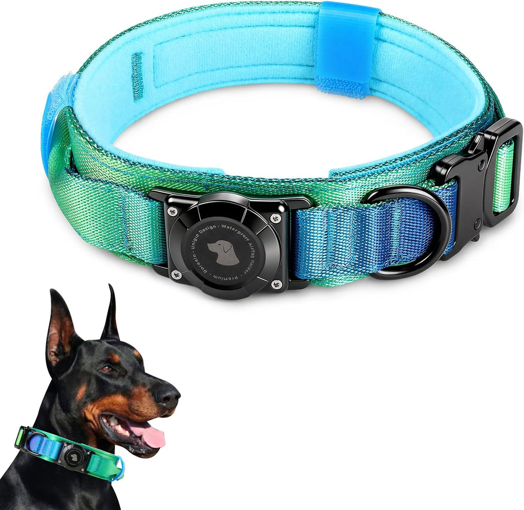 2026 Upgrade Waterproof AirTag Dog Collar, Military Tactical Dog Collar with AirTag Holder, Comfortable Control Handle and Metal Buckle, GPS Dog Collar Holder for Medium to Large Dogs (Khaki,L) - Image 10