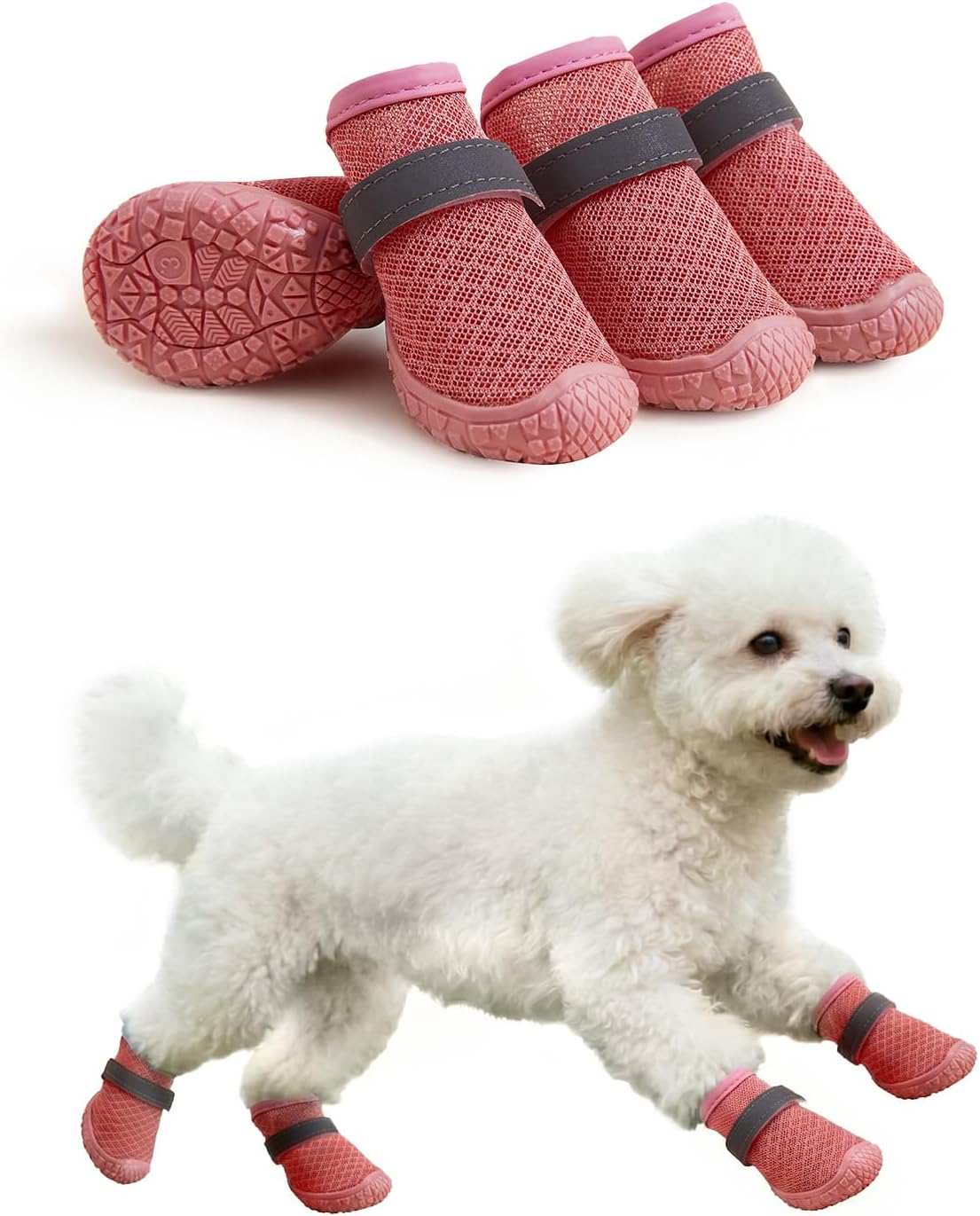 Dog Shoes Breathable Non-Slip Outdoor Booties for Small Medium Dogs, Pet Boots Paw Protector for Hot Pavement Hardwood Floors (Blue, Medium) - Image 9