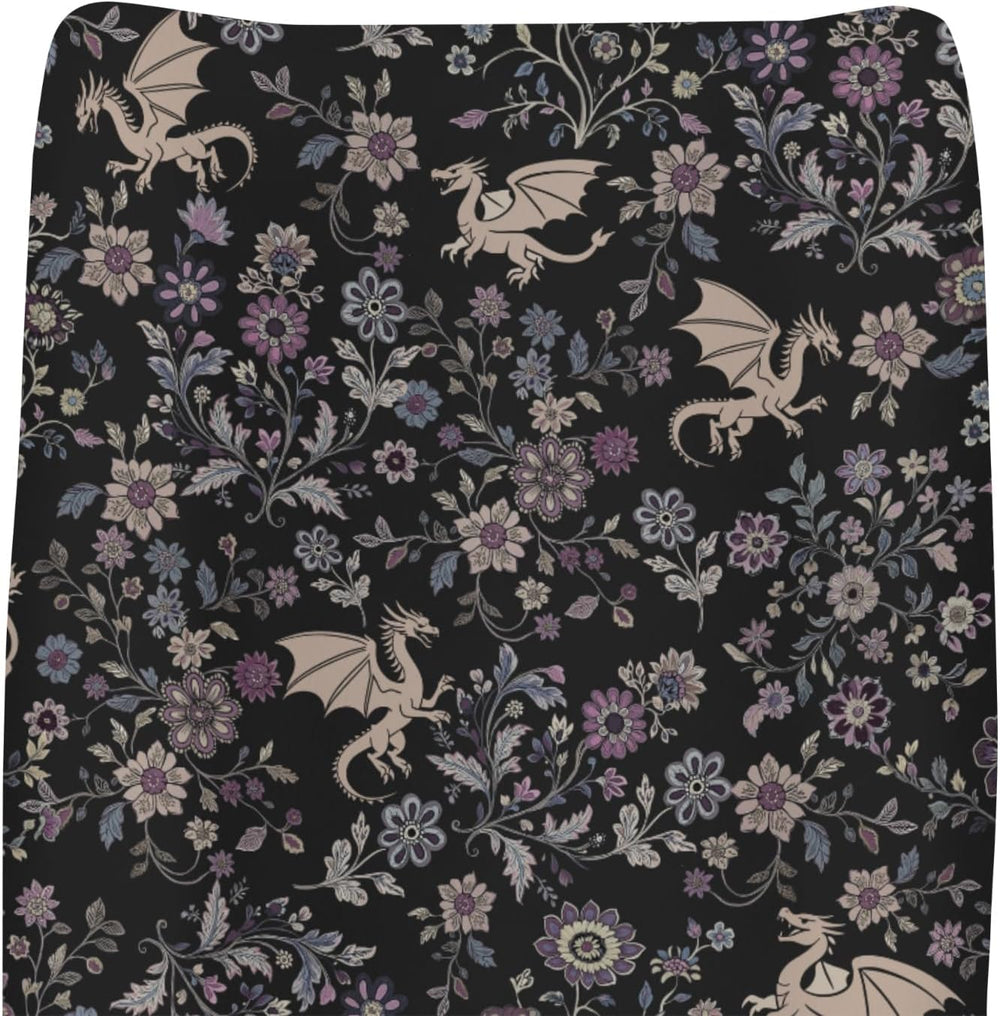 ZoUbqchY fantasy floral dragons changing pad cover front view