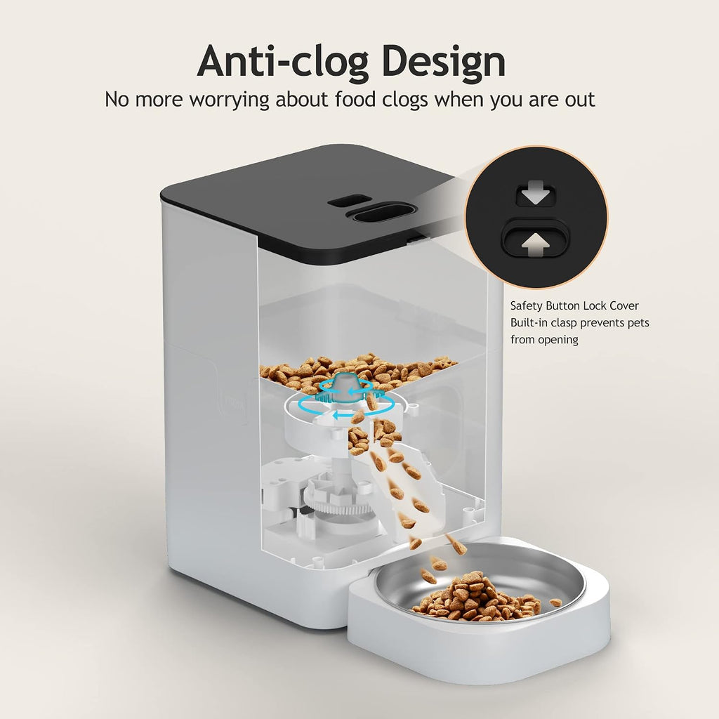 VOLUAS Automatic Cat Feeder, 4L Timed Dry Food Dispenser for Cats & Dogs - Image 3