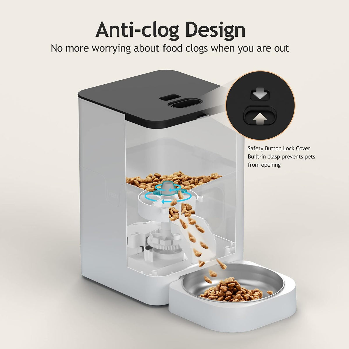 VOLUAS Automatic Cat Feeder, 4L Timed Dry Food Dispenser for Cats & Dogs - Image 3