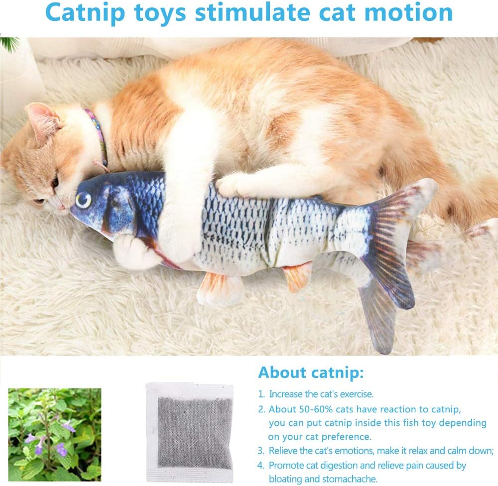 Cat interacting and playing with the motion activated wiggle fish