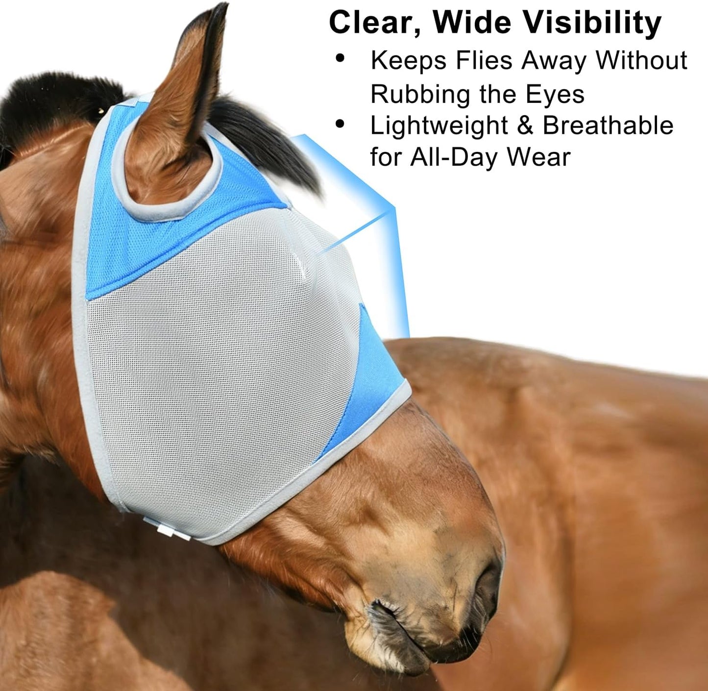 Soft fleece padding detail on Fornyk equine fly mask