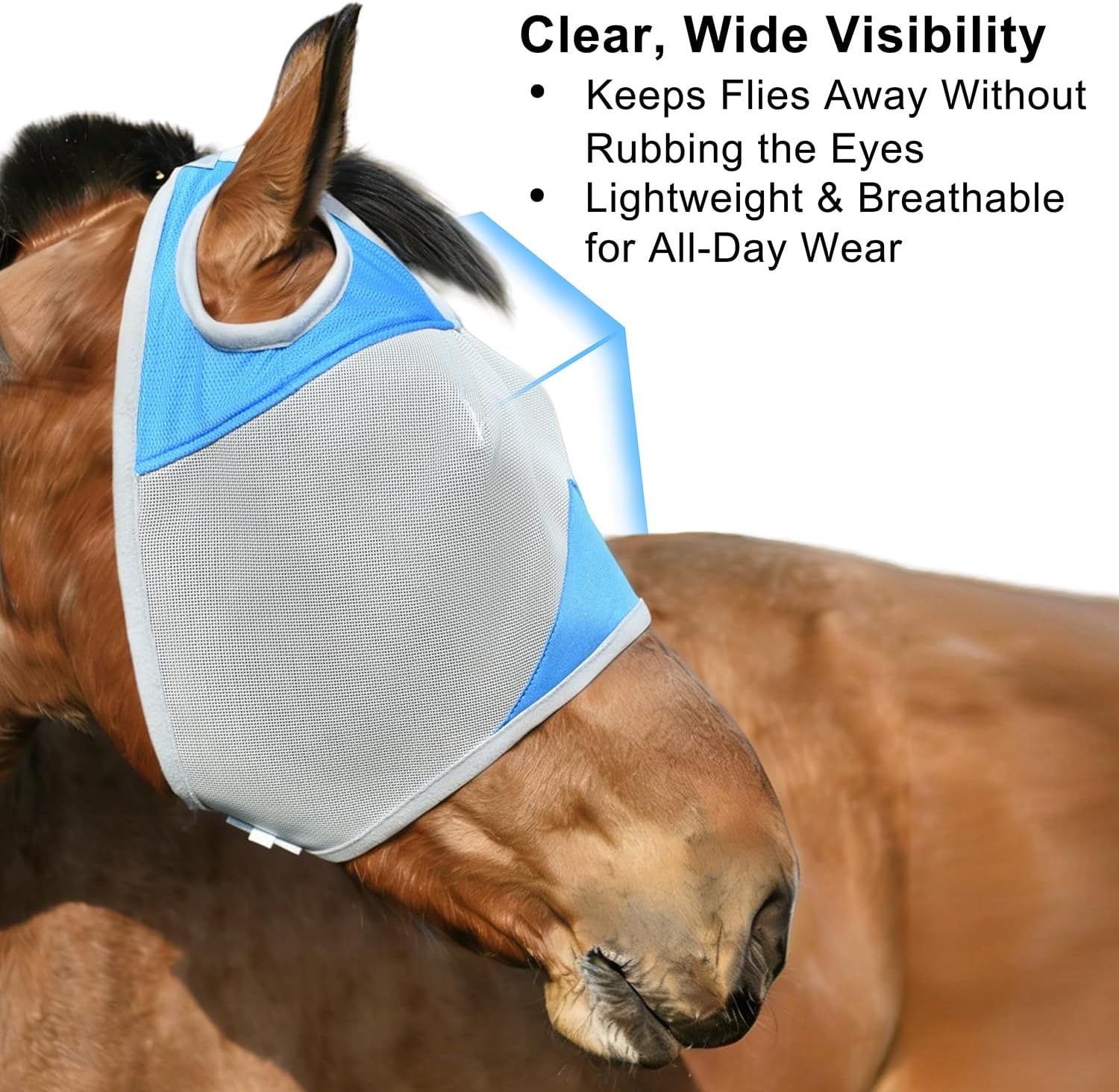 Soft fleece padding detail on Fornyk equine fly mask