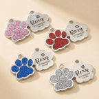 EDSG Engraved Cat Name Tag custom glitter charm close up view