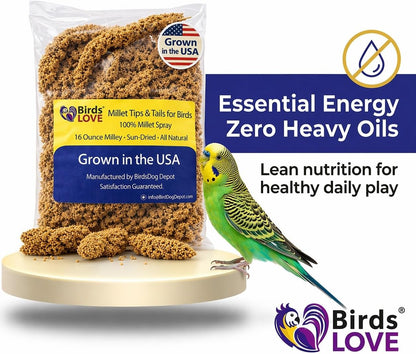 Hand-harvested sun-dried millet sprays from Birds Love brand
