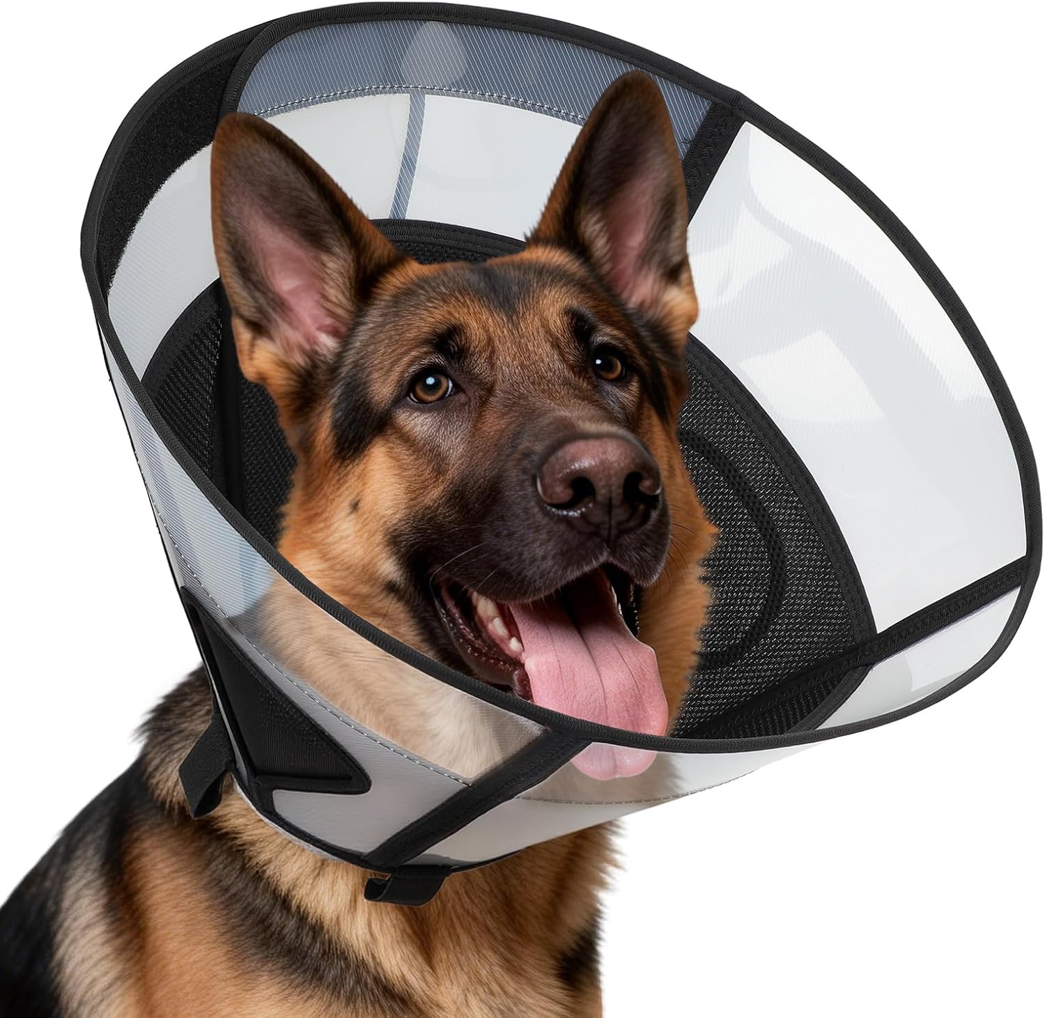 Soft Dog Cone Collar for Large Dogs, Mesh Windows Transparent E Collar for Dog, Anti-Bite Lick Wound Healing After Surgery Neuter Safety Practical Comfy Plastic Cone (Black, L) - Image 11