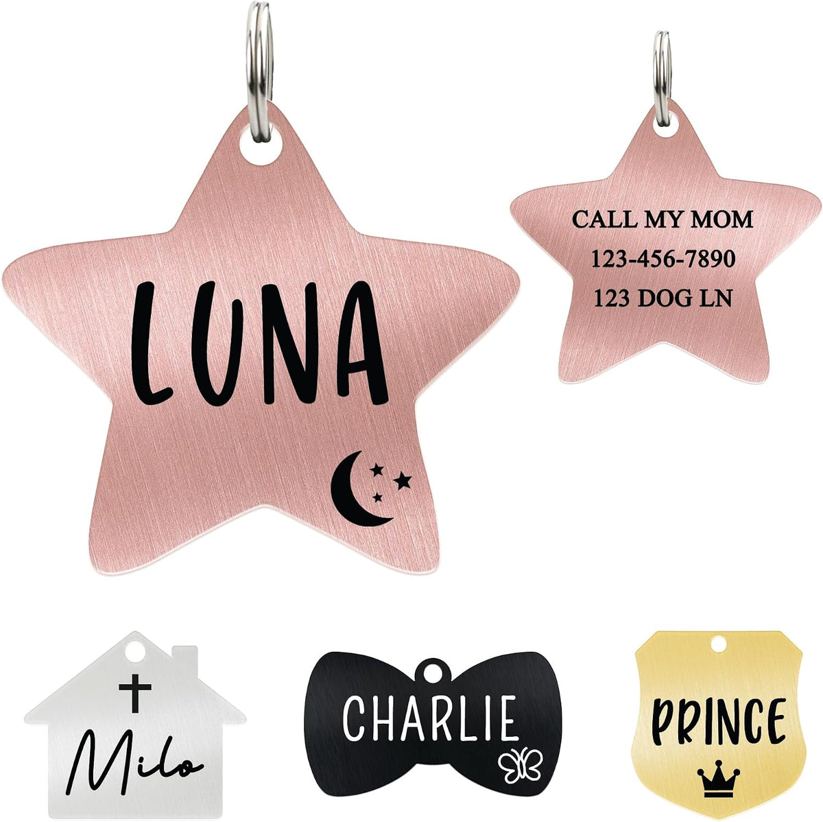 Ultra Joys Cat ID Tag Personalized Pet Tags, Durable Stainless Steel Small Pet Mini Dog Cat Tag Lightweight - Fish Tag in Silver - Image 15