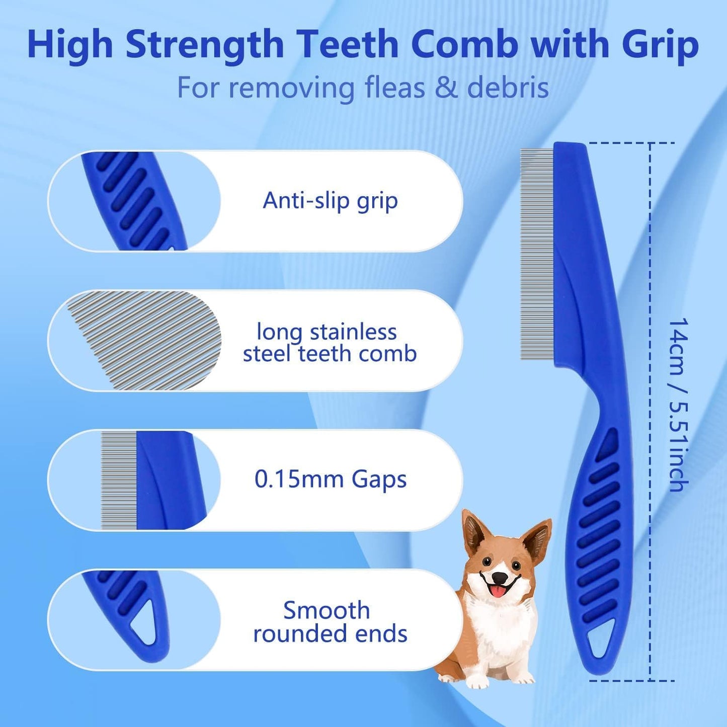 FUYIHGL double sided pet comb for flexible all-body grooming and dandruff flake removal.