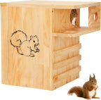 Extra Large Squirrel House for Outside with Stand & Predator Proof, Large Squirrel Box for Outside with Easy-Clean Front Door, Wooden Squirrel Nesting Box for Chipmunks and Small Animals - Image 1