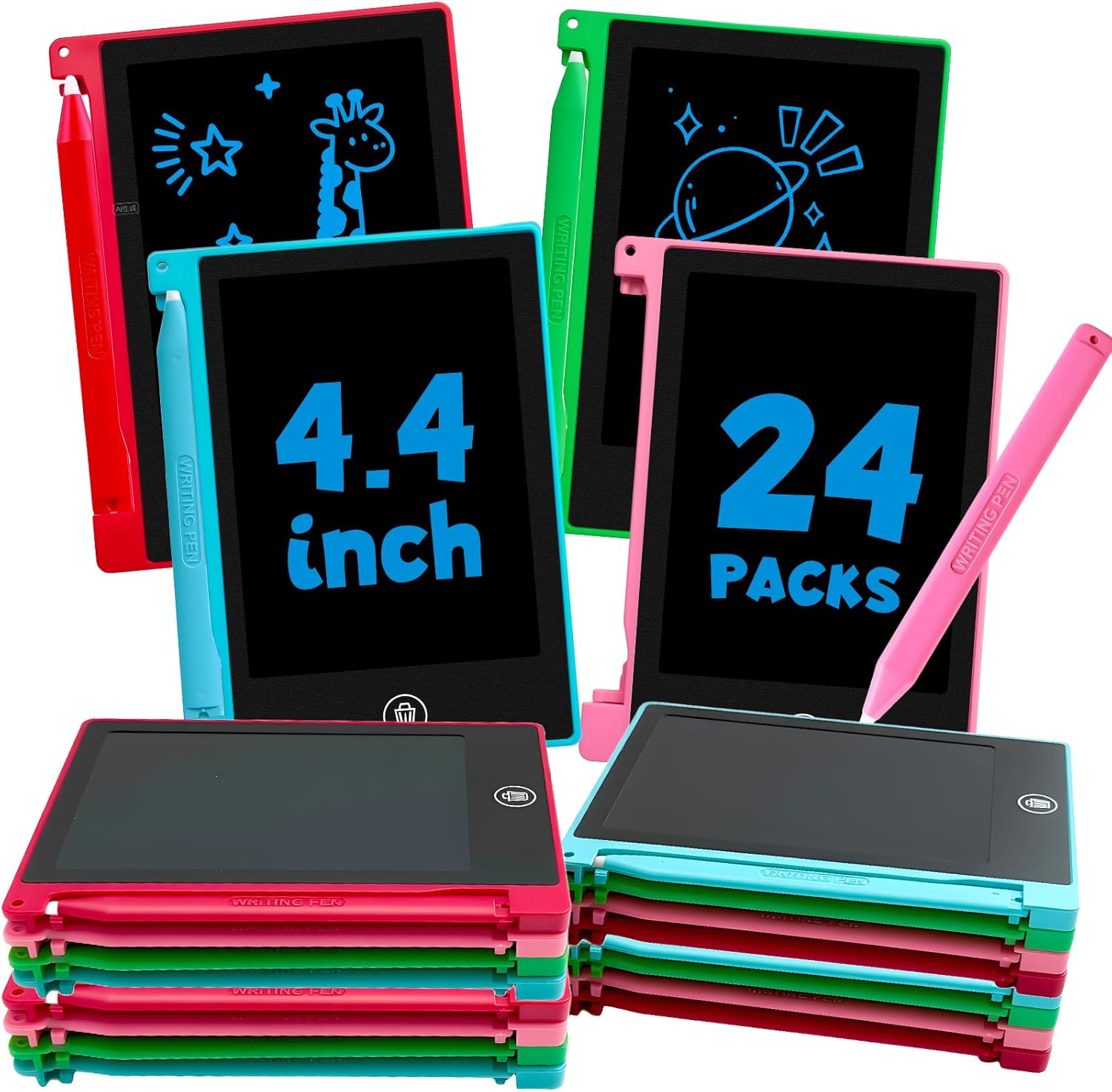 Glochin 24 pack 4.4 inch mini LCD writing tablets front view