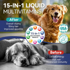 PIOUOK liquid pet supplement bottle highlighting the roast chicken flavor for dogs and cats.