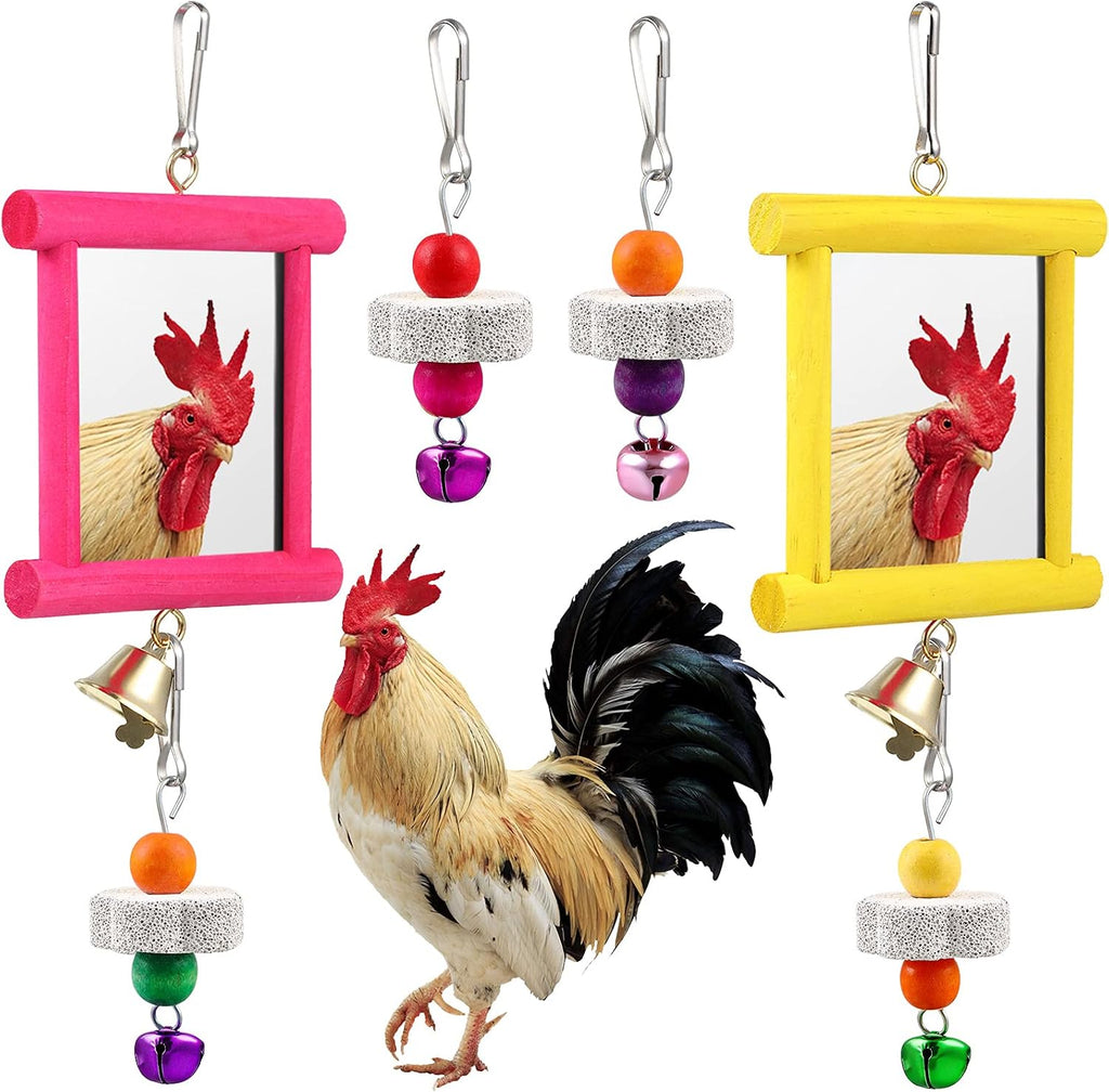 Sumind chicken mirror toys with bells and grinding stones front view