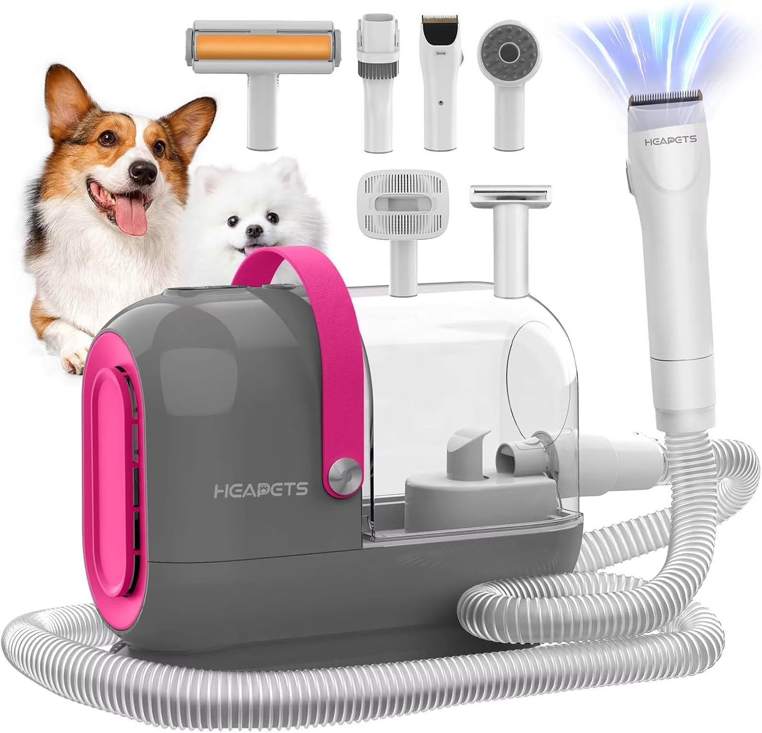 HEAPETS Dog Grooming Vacuum Kit - 3L Vacuum with 7 Tools, Low Noise Electric Clipper and Brush for Pet Shedding at Home, White - Image 9