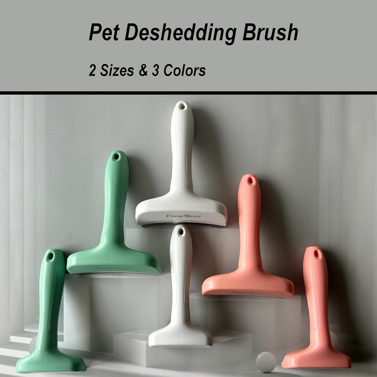 Professional cat deshedding tool with ergonomic green handle
