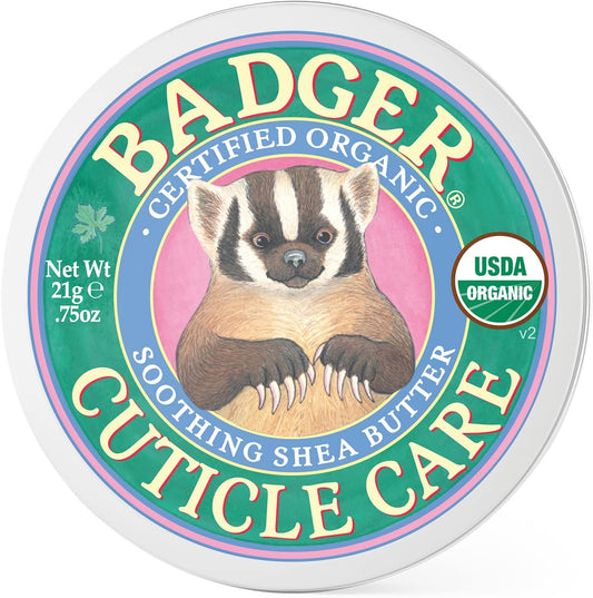 Badger Organic Cuticle Care Balm front view tin