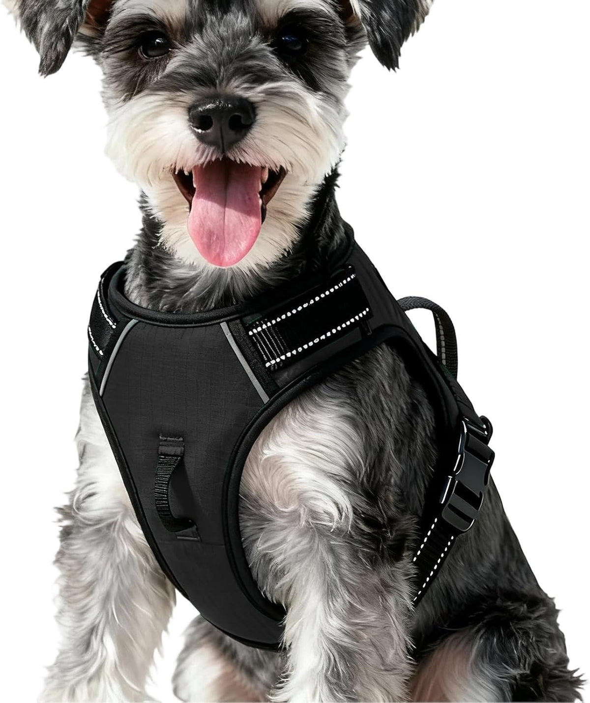 Zero Zoo no pull dog harness front view showing the metal leash attachment point