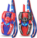 SOGAWEBB spider walkie talkies for kids front view showing red and blue superhero theme