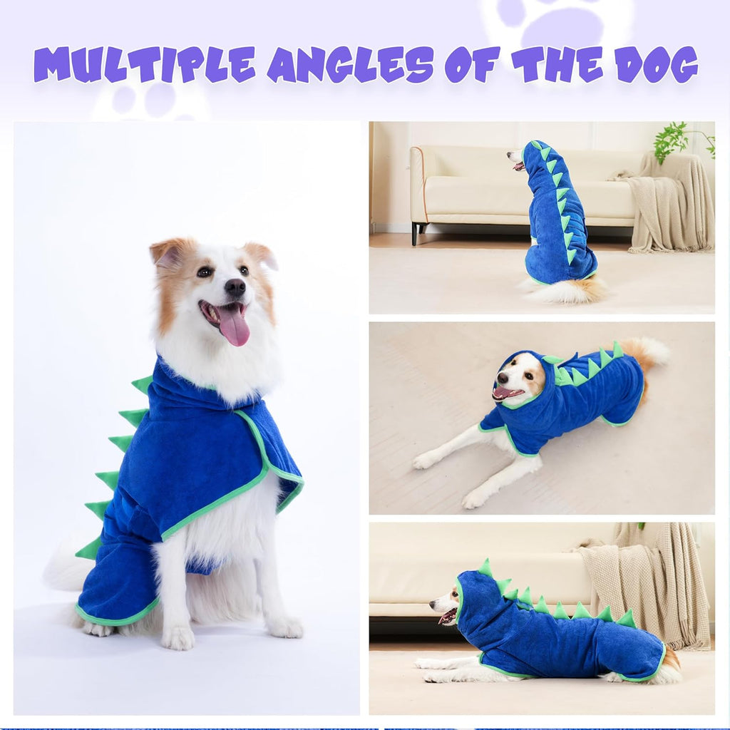 Premium quick drying pet bathrobe with secure neck drawstring closure system