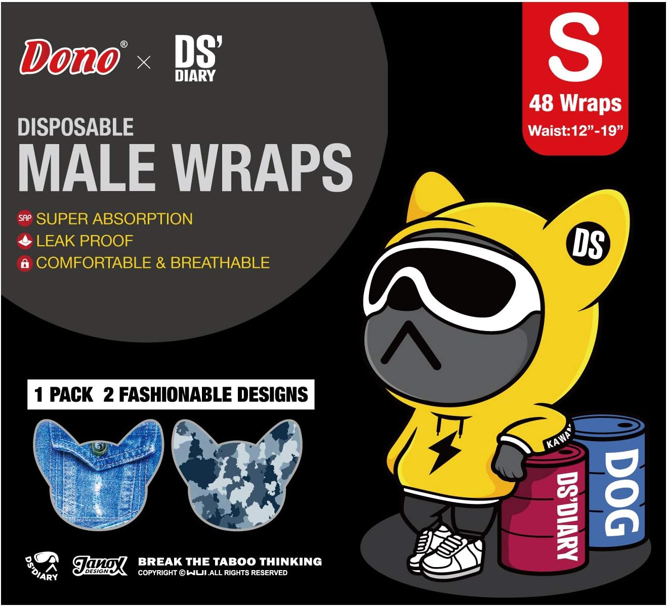 Absorbent pad texture and inner soft layer details of the disposable belly band