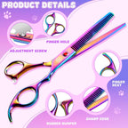 Moontay pet chunker shears close up highlighting the adjustable jewelled tension screw.