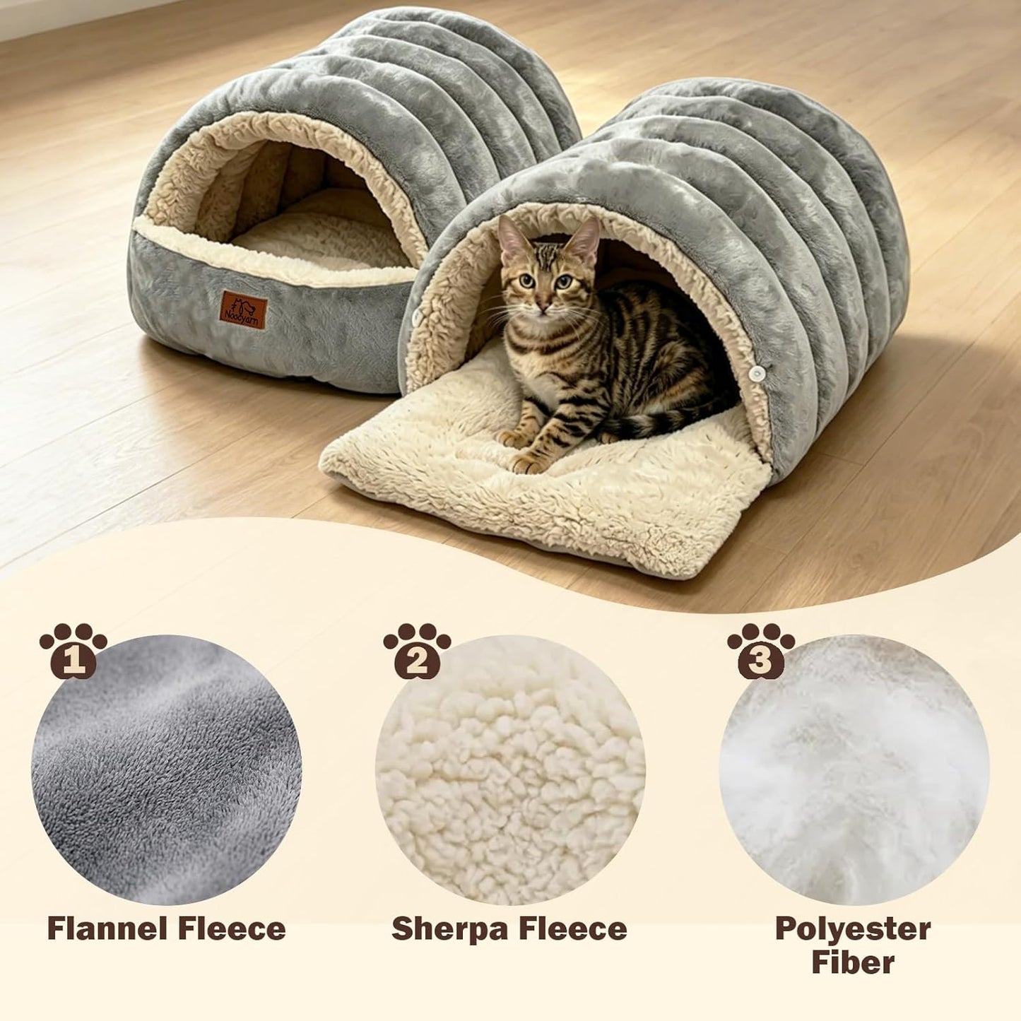 Noocyarn 2-in-1 pet bed showing enclosed cave design
