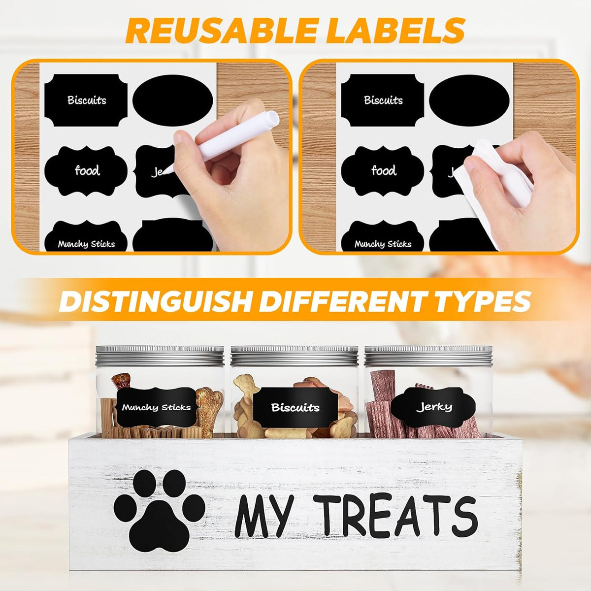 Qeerable pet treat organizer showing removable jars