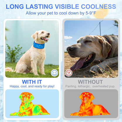 Refrigerated pet neck cooler scarf for thick coated breeds