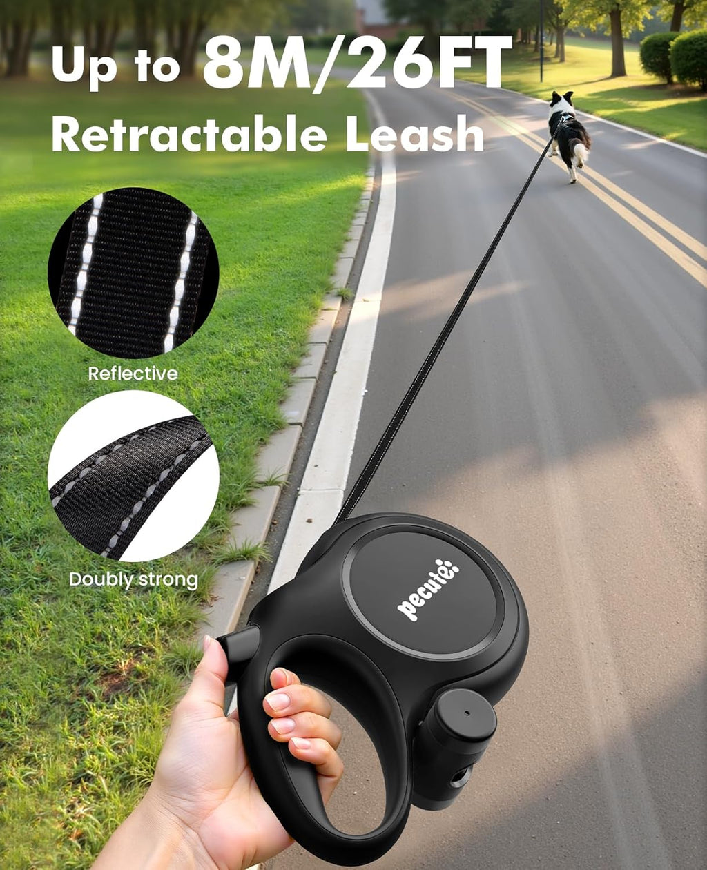 Pecute heavy duty dog leash with chew proof extender
