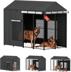 LitaiL outdoor dog kennel cover front view showing full coverage on a large pet cage