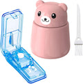 TreaHome 2 Pack Pill Crusher and Cutter pink medication kit front view.