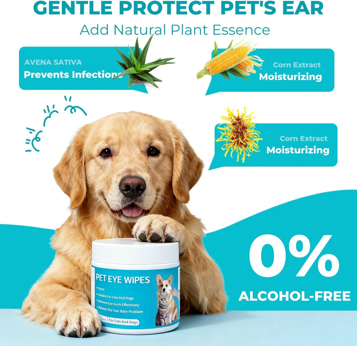 Unscented pre-soaked cleaning pads for cats and dogs close up view