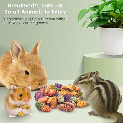 Colorful dental grinding treats for rabbits and guinea pigs to prevent tooth overgrowth.