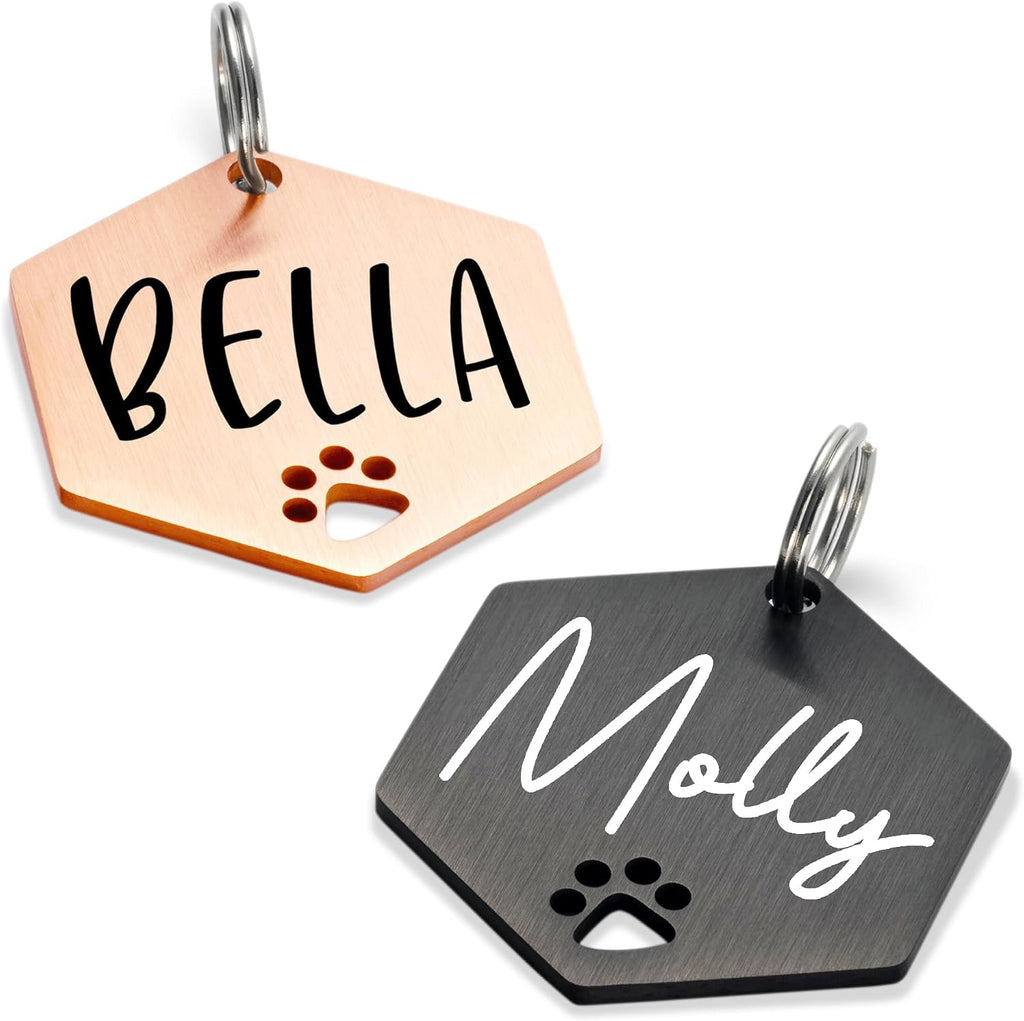 Ultra Joys Dog Tags Personalized for Pets - Hollow Paw Custom Pet ID Tag - Engraved Dog Tag for Small, Large Dogs - Large Bone in Black - Image 14