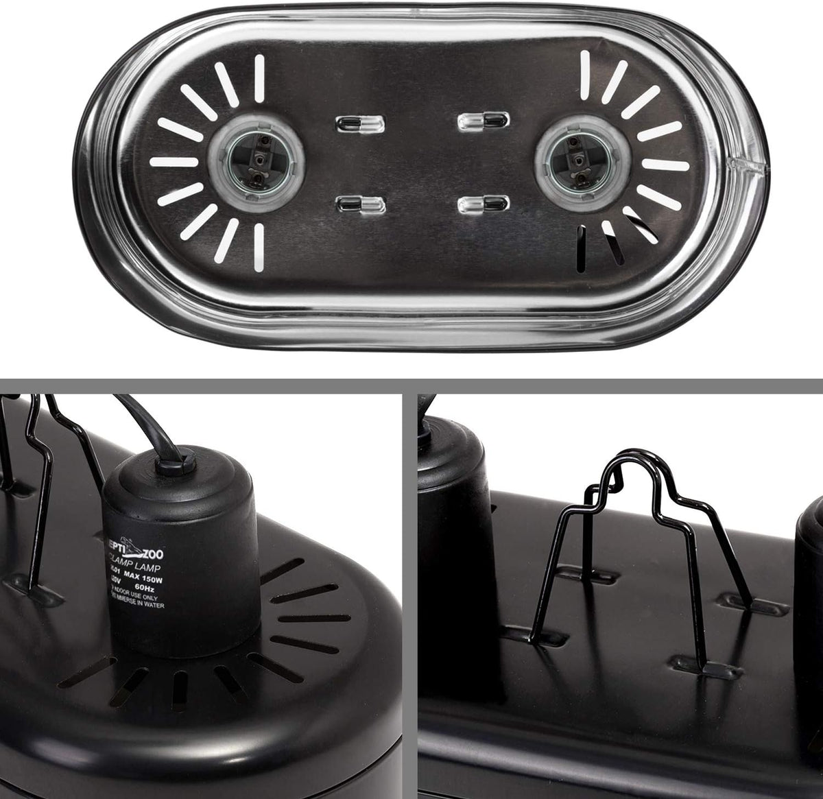 REPTI ZOO dual terrarium light fixture packaging and unit display.