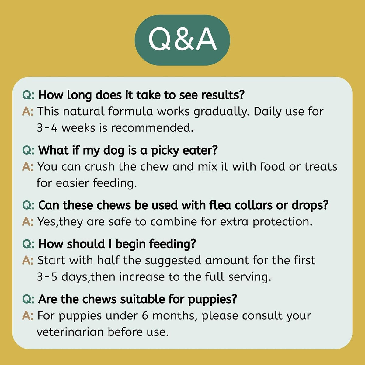 YOTANGO immune support and parasite repellent daily chewables back label overview.