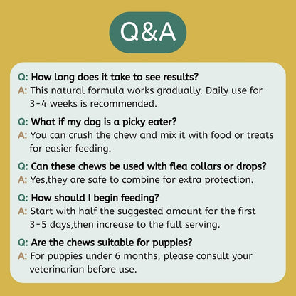 YOTANGO immune support and parasite repellent daily chewables back label overview.