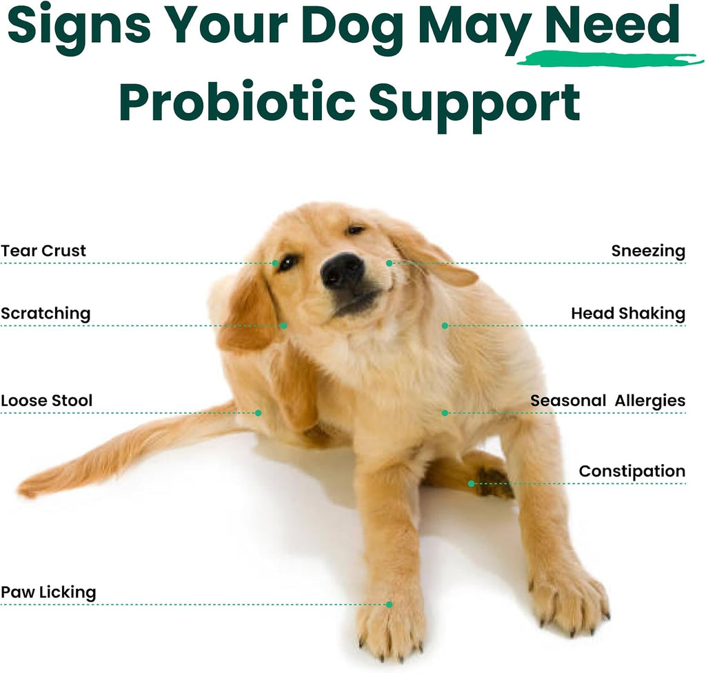 Back label of Paw Balance dog vitamins showing ingredients and probiotic strains.