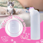 Xuandea clear plastic puppy feeding bottle demonstrating the slow flow newborn nipple design.