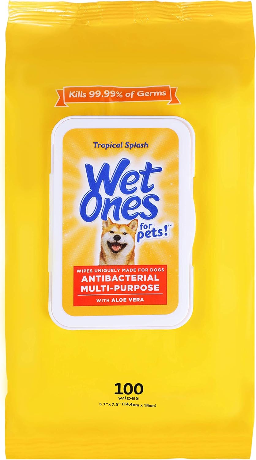 Wet Ones for Pets Antibacterial Dog Wipes, Multi-Purpose Grooming Wipes with Aloe Vera for Paws, Face & Body, Easy Cleanups Between Baths, Tropical Splash Scent, 5.7 in x 7.5 in, 50 Count - Image 11